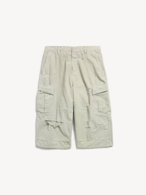 Men's Cropped Cargo Pants in Military Beige