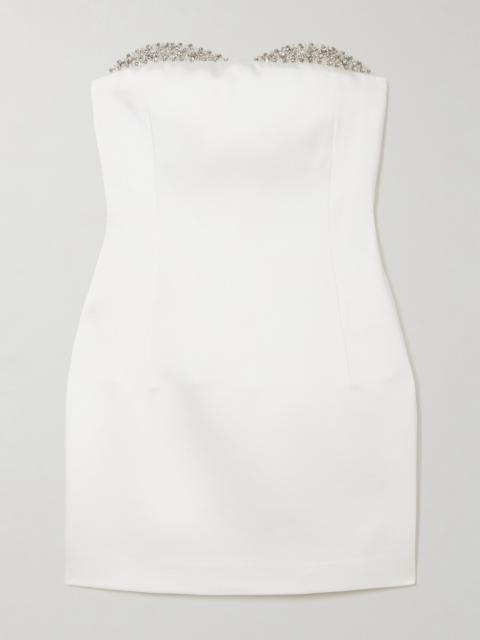Noele Strapless Crystal-embellished Satin Mini Dress