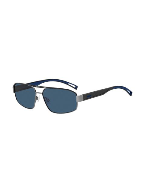 BLUE-TRIM SUNGLASSES WITH LOGO BRIDGE