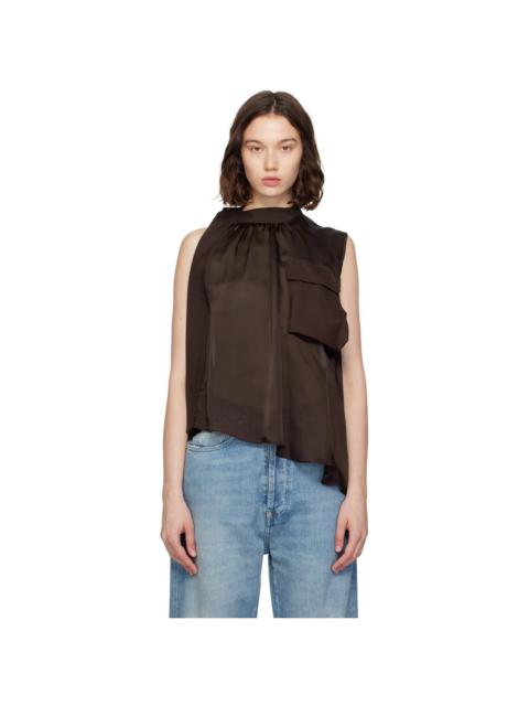 Brown Suiting Mix Pullover Blouse