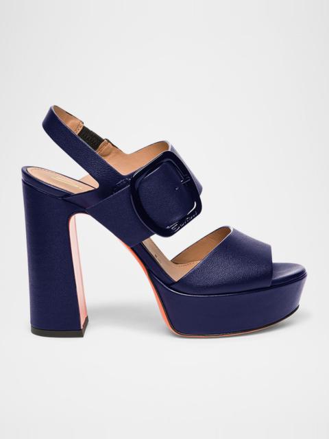 Bruxel Leather Buckle Platform Sandals