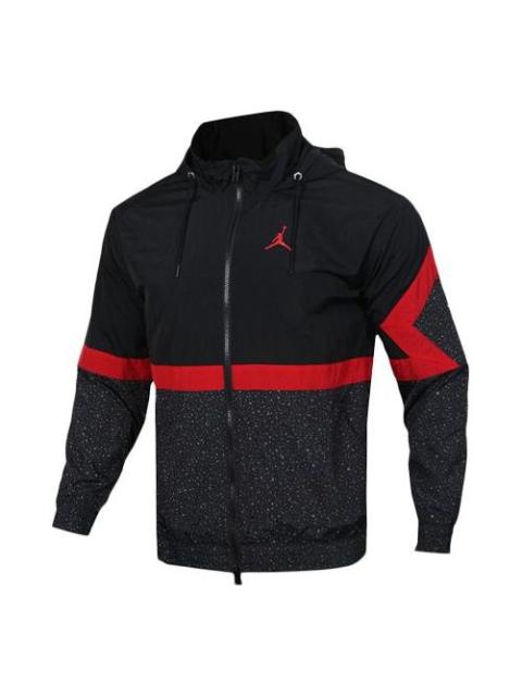 Air Jordan Diamond Cement Jacket Running Training Sports Hooded Jacket Black Red AR3243-010