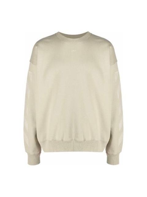Men's Off-White FW21 Logo Pattern Round Neck Pullover Loose Fit Cream Yellow OMBA054F21FLE0071717