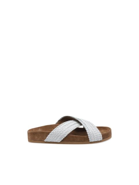 woven round-toe sandals