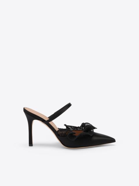 Cecile 90 Black Satin Heeled Mules