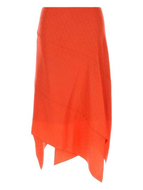 asymmetric silk midi skirt