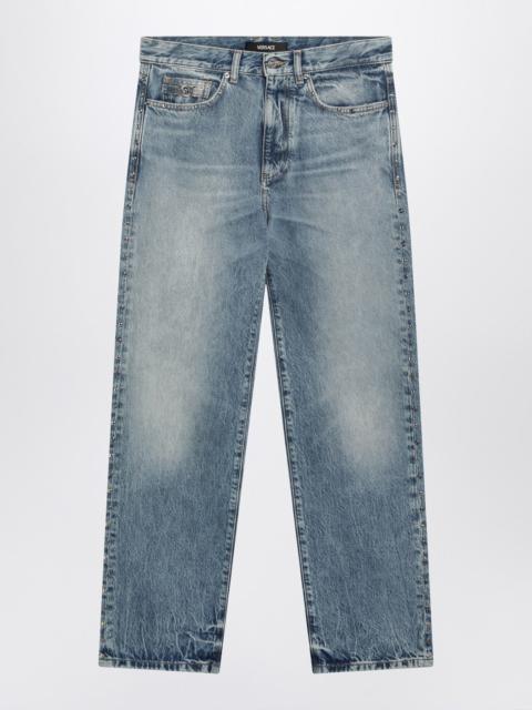 Blue washed-effect jeans with small studs