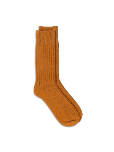 Rototo Cotton Wool Ribbed Crew Socks D. Green