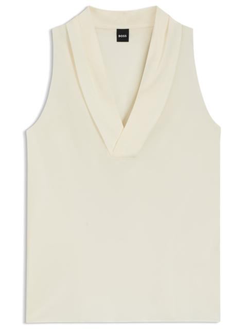 SLEEVELESS BLOUSE IN SANDWASHED SILK WITH V NECKLINE