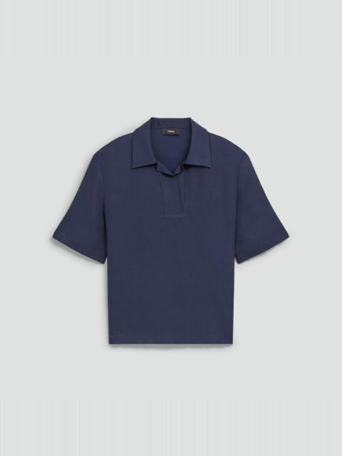 Oversized Polo Shirt in Silk Georgette