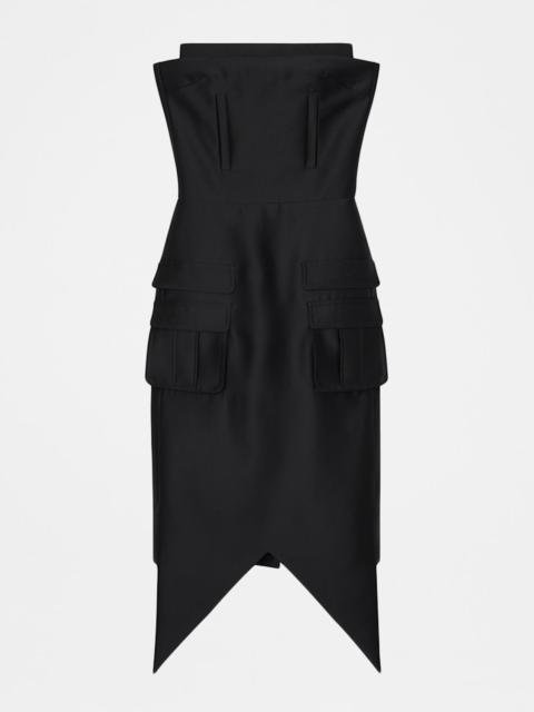 Strapless Triangular Hem Midi Dress