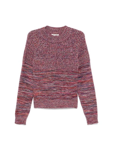 SIX END KNIT JUMPER - MAGENTA NAVY ORANGE SQUARE