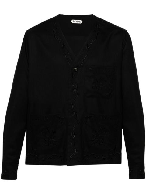 Dumas floral-embroidered twill overshirt