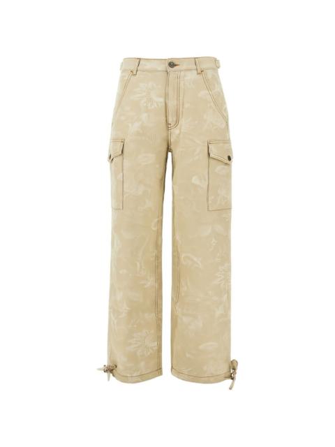 floral jacquard canvas cargo trousers