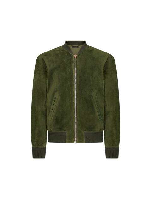 PERFORATED CASHMERE SUEDE BOMBER