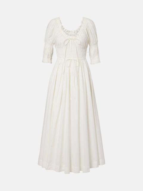 Shirred cotton midi dress