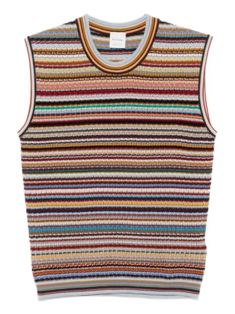 striped sleeveless knit top