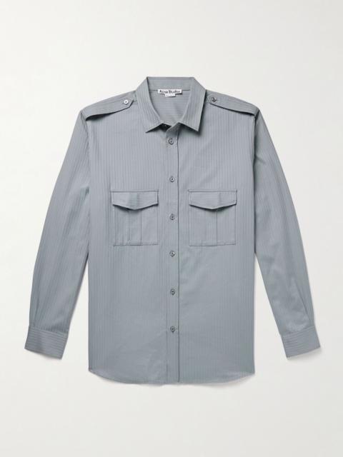 Sarman Striped Cotton-Twill Shirt Blue