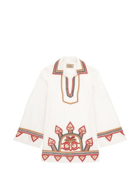 embroidered trapeze dress