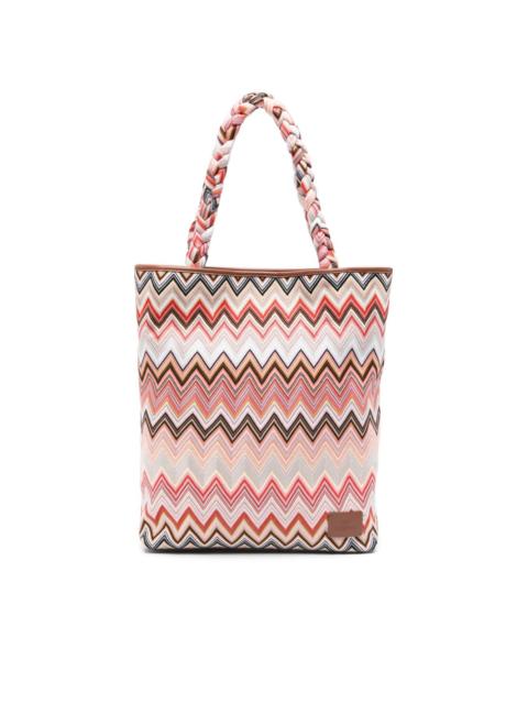 zigzag-woven tote bag