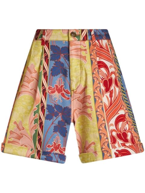 graphic-print twill shorts