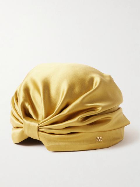 Gathered Silk-satin Head Scarf