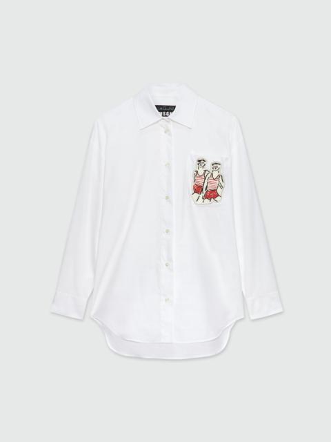 White poplin shirt with "Two Sailors" embroidery Luke Edward Hall x MSGM
