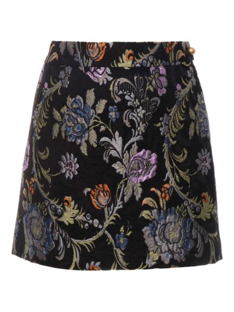 floral-jacquard mini skirt