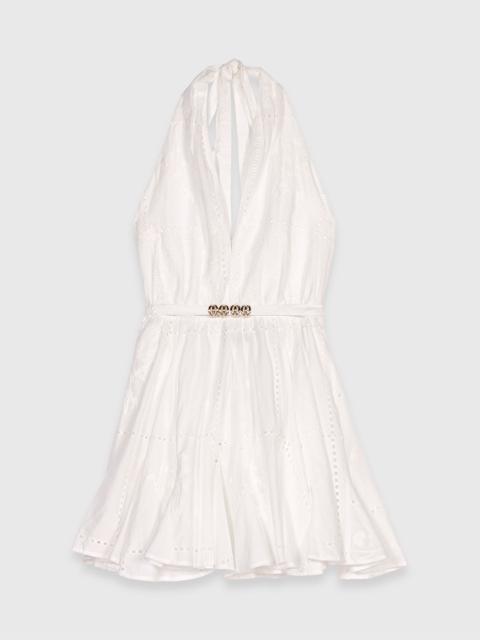 Mini embroidered backless dress