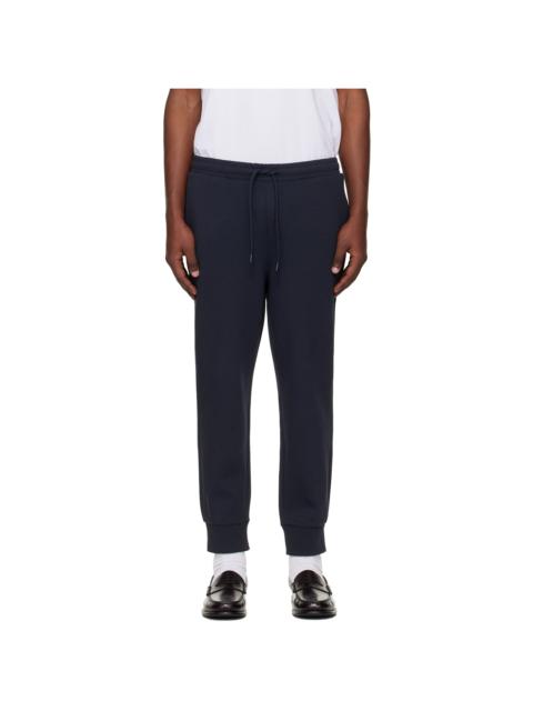 Navy Stretch-Cotton Logo Detail Track Pants