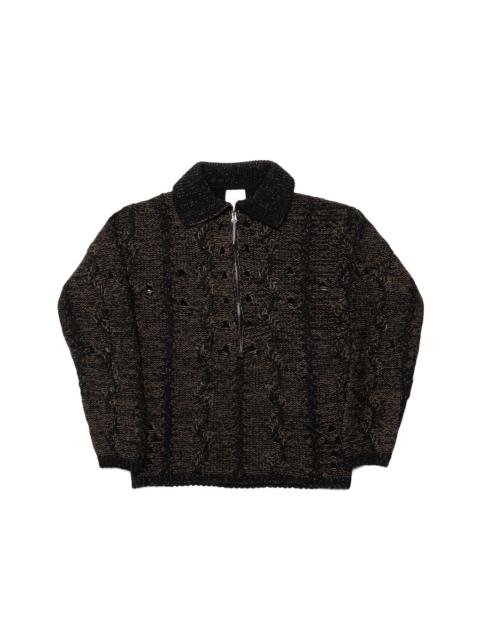 Polo Cable Knit Sweater - Brown