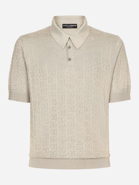 Silk jacquard polo-shirt with DG logo