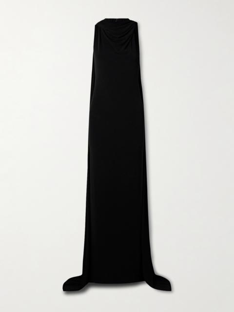 The Presley Cape-effect Draped Stretch-jersey Gown