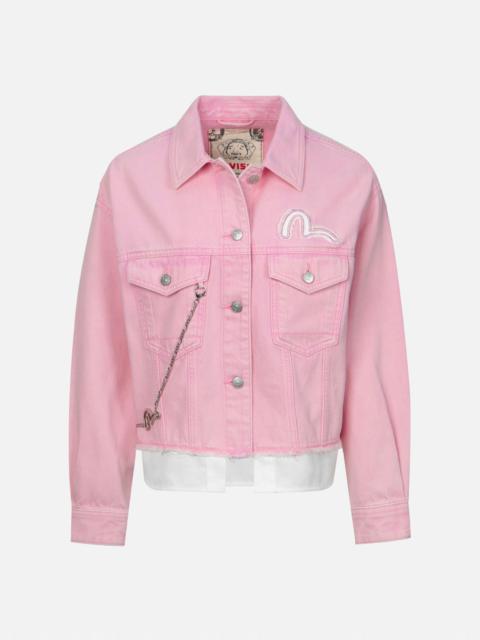 SEAGULL APPLIQUE EMBROIDERY MOCK 2-IN-1 FASHION FIT DENIM JACKET