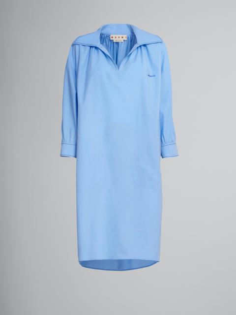 LIGHT BLUE BIO COTTON DRESS WITH EMBROIDERED LOGO