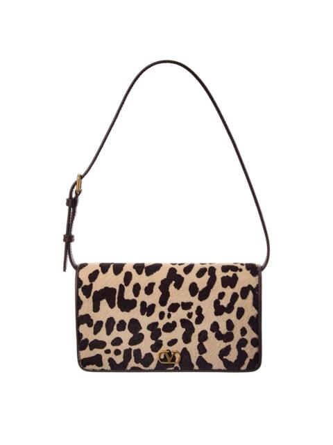 Valentino VLogo Haircalf & Leather Shoulder Bag