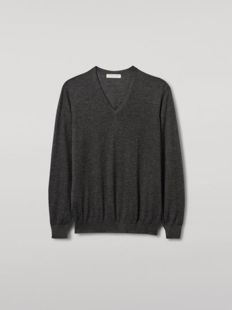 Fin Dark Grey V Neck Superfine Cashmere Jumper