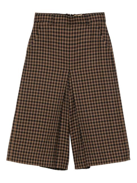 gingham-check straight-leg culottes
