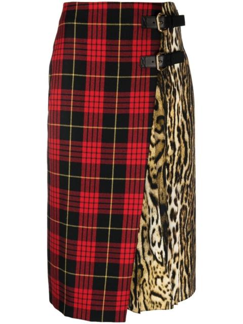 mix-print midi skirt