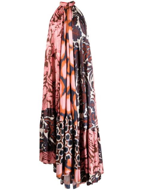 graphic-print halterneck silk maxi dress