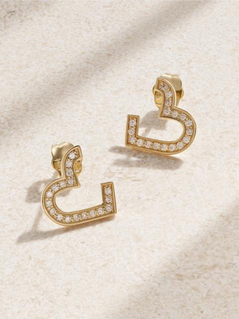 Small Heart 14-karat gold diamond earrings Gold