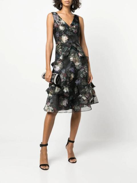 FLORAL PRINT MIDI TIERED DRESS