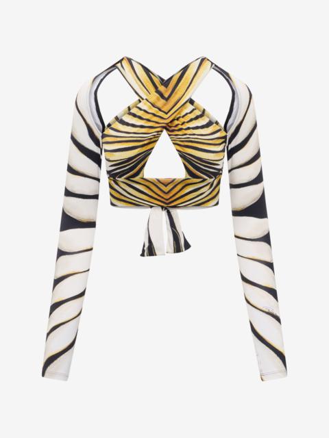 Ray Of Gold Print Cut-Out Top