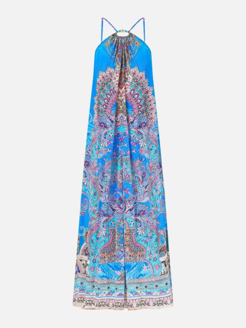 GATHER NECK HARDWARE MAXI DRESS