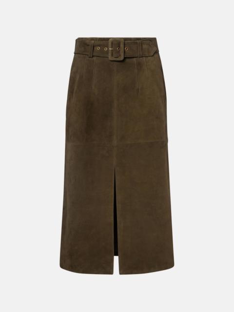 Alexie belted suede midi skirt