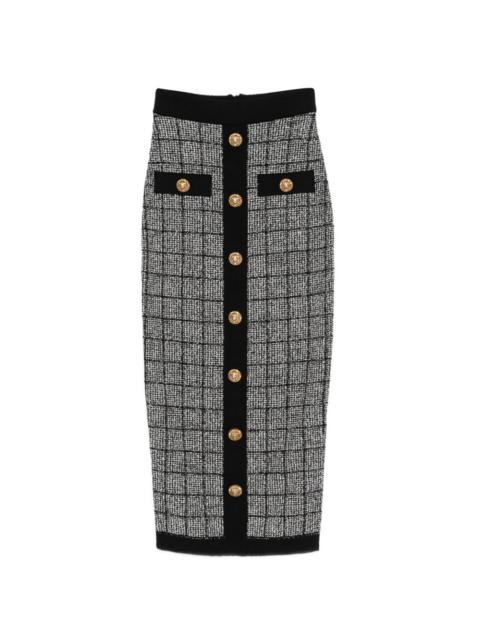 button check midi skirt