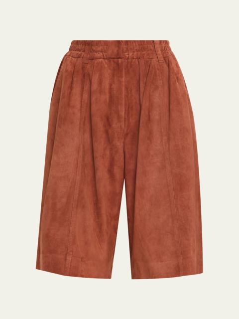 Couture Suede Pull-On Bermuda Shorts