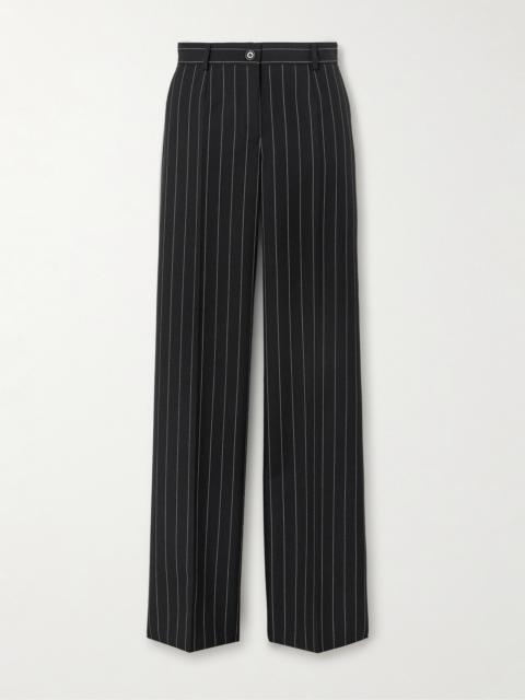 Pinstriped Wool Wide-leg Pants