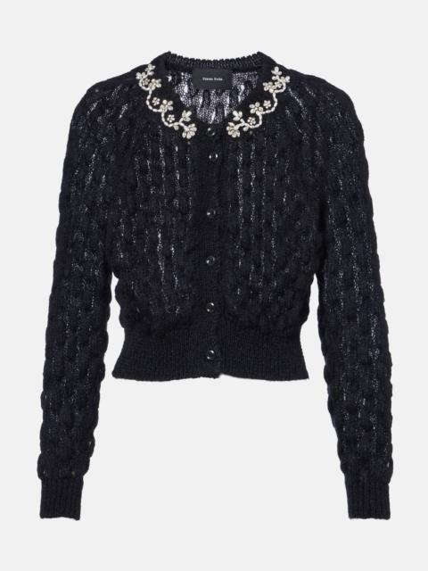 Embellished mohair-blend cardigan