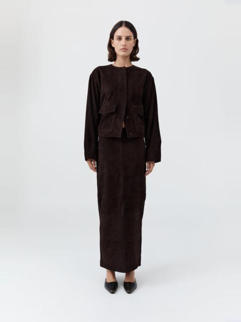 Suede Utility Cocoon Bomber - Coffee